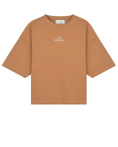 Бежевая футболка oversize с лого Les Coyotes de Paris детская