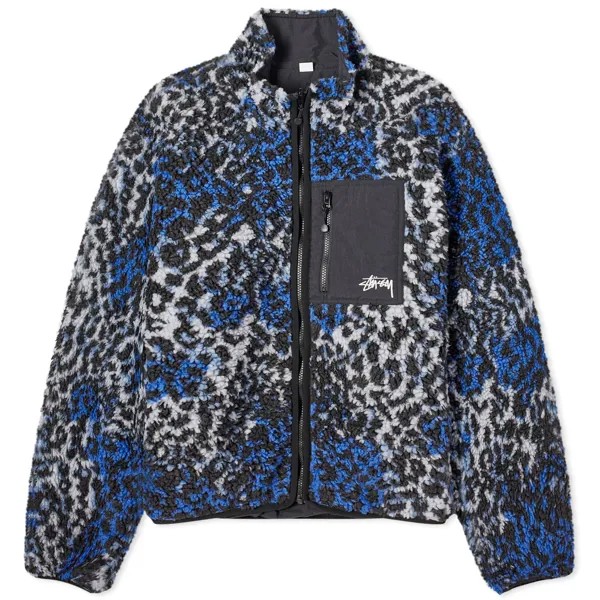 Куртка Stussy Sherpa Reversible, цвет Blue Leopard