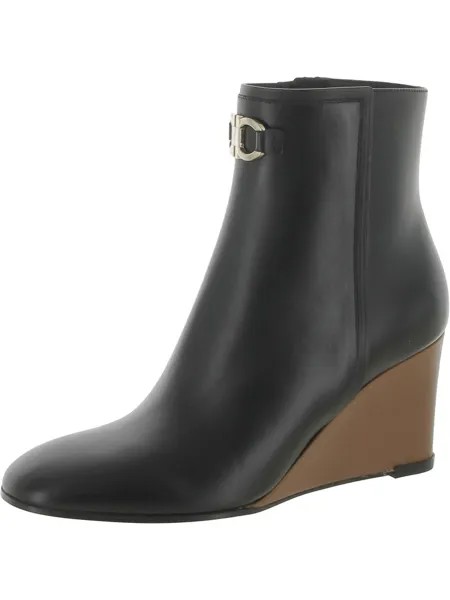 Женские кожаные ботинки на танкетке Catuja с украшением Salvatore Ferragamo, черный