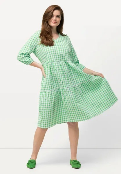 Повседневное платье GINGHAM SEERSUCKER 3/4 SLEEVE Ulla Popken, зеленый