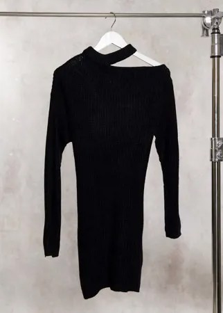 Черное платье-джемпер с вырезом на одном плече AX Paris-Черный