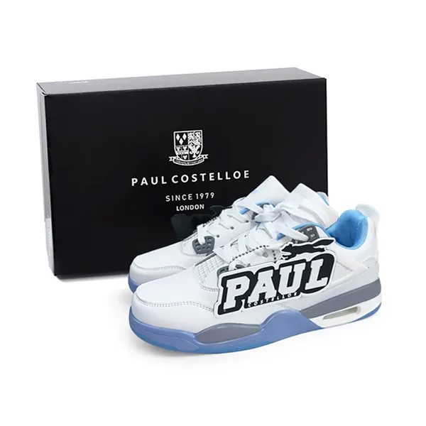 Кроссовки PAUL COSTELLOE Skateboarding Shoes Men Mid-top White Moon Blue, голубой