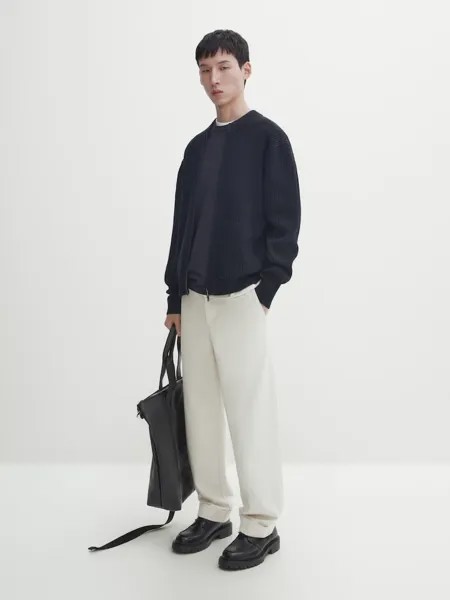Кардиган хлопковой вязки на молнии Massimo Dutti, синий