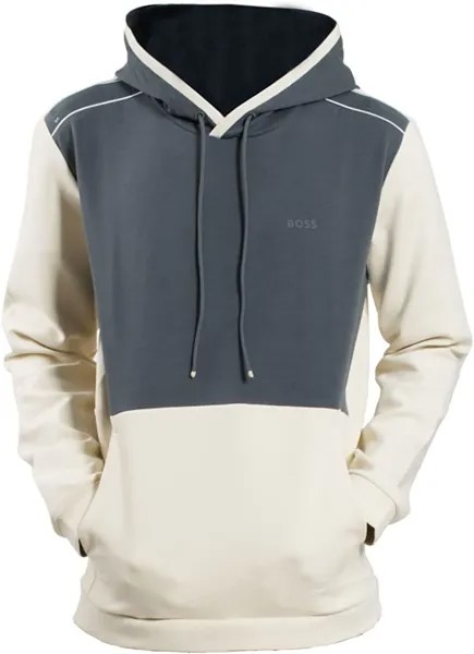 Мужская толстовка с капюшоном Hugo Boss Soody 1 Colorblock серого цвета слоновой кости, цвет Greyivory