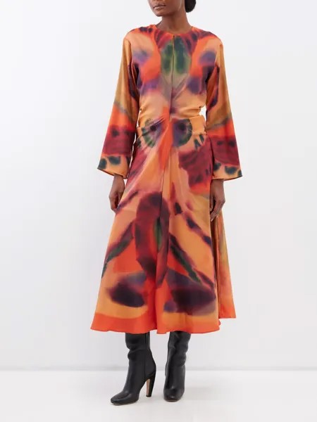 Платье миди из крепа с принтом nikouria Altuzarra, оранжевый