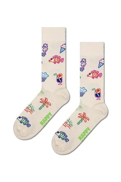 Летние лоу-файные носки Happy Socks, бежевый