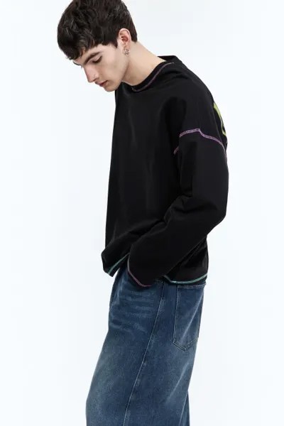 Лонгслив oversize с принтом-абстракцией