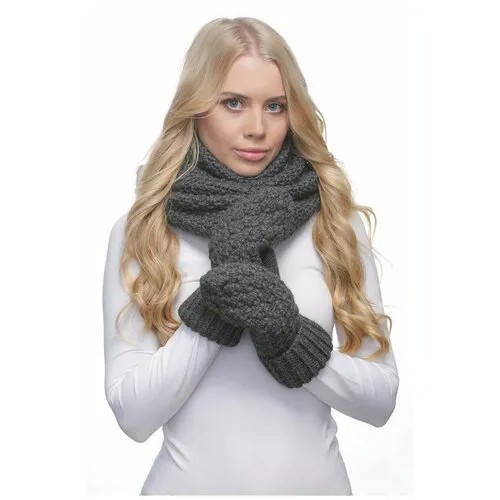Снуд LAMBONIKA, шерсть, вязаный, 62х35 см, one size, черный
