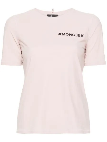 Moncler Grenoble футболка с тисненым логотипом, розовый