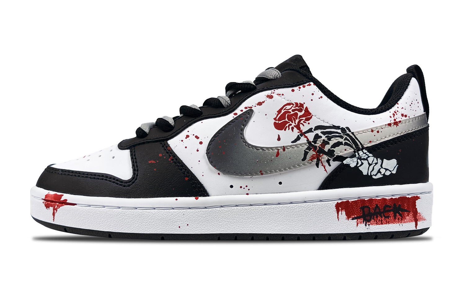 Кроссовки Nike Court Borough Skateboarding Shoes Women's Low-top Black/White/Red, черный/белый