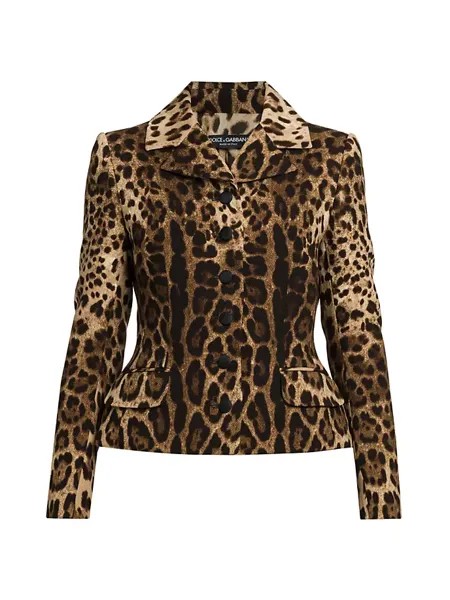 Пиджак с баской с леопардовым принтом Dolce&Gabbana, цвет leo new