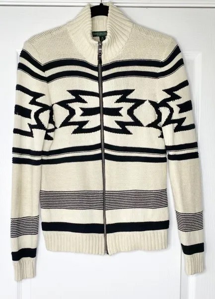 RALPH LAUREN Jeans Company Куртка-свитер крупной вязки с молнией и застежкой-молнией Southwest Aztec, M
