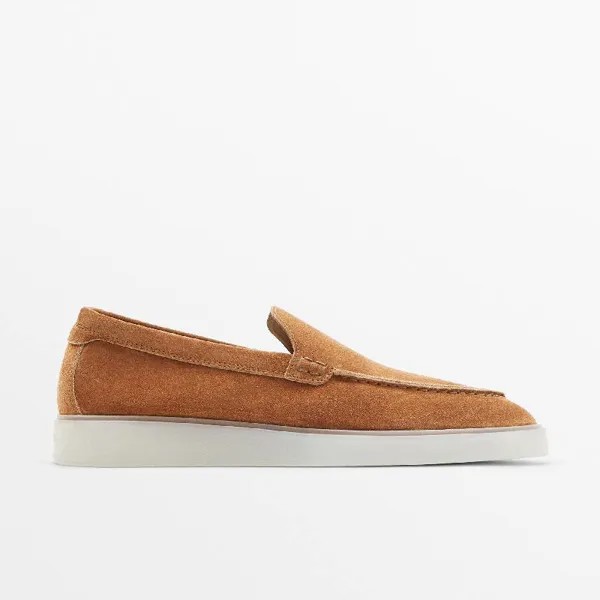 Мокасины Massimo Dutti Split Suede Translucent Sole, оранжевый