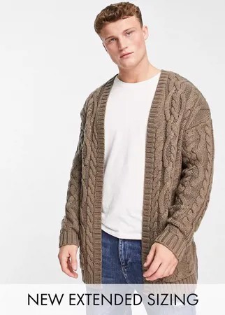 Желтовато-серый плотный кардиган крупной вязки ASOS DESIGN-Светло-бежевый цвет