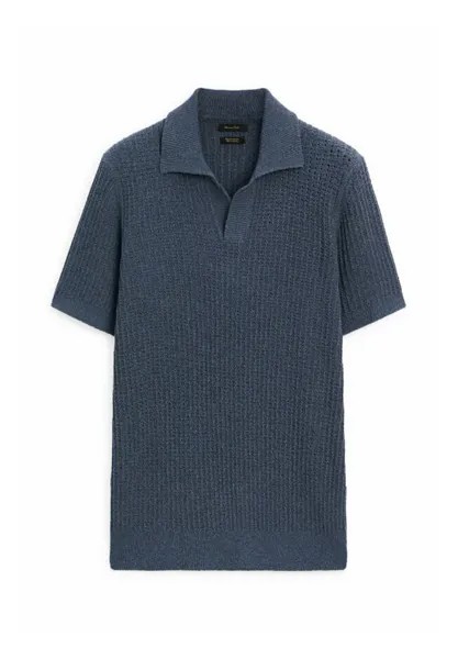 Рубашка-поло TEXTURED SHORT SLEEVE Massimo Dutti, цвет blue