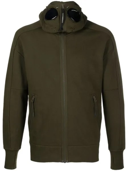 C.P. Company Goggle fleece cotton hoodie, зеленый