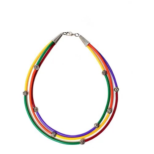 Колье Divetro Rainbow цветные многорядные бусы