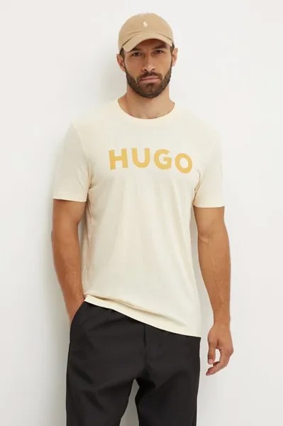 Хлопковая футболка Hugo, желтый