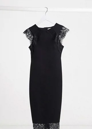 Черное облегающее платье миди с кружевом Blume Maternity-Черный цвет