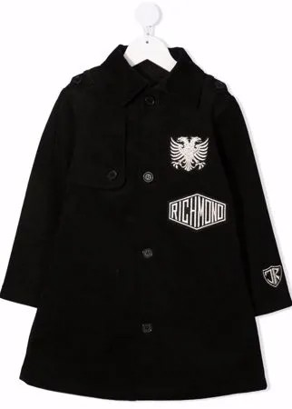 John Richmond Junior однобортное пальто с вышитым логотипом