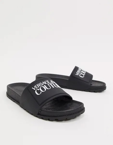 Черные шлепанцы с логотипом Versace Jeans Couture-Черный