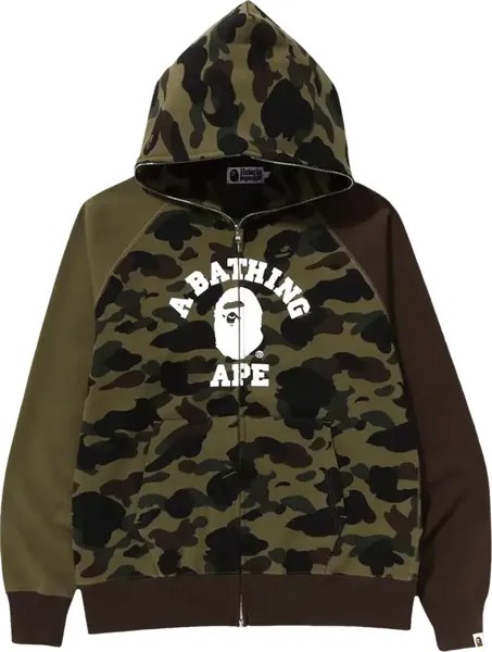 Худи BAPE 1st Camo Crazy College Full Zip Hoodie 'Green', зеленый