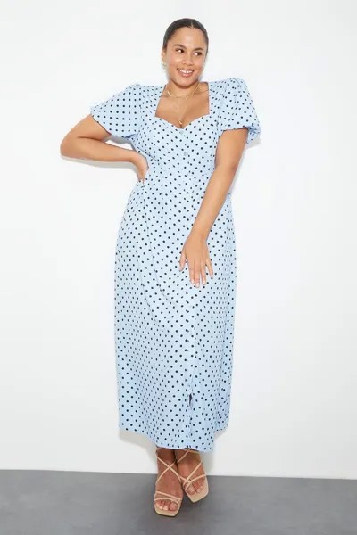 Платье миди на пуговицах Curve Kitty Spot Dorothy Perkins, синий