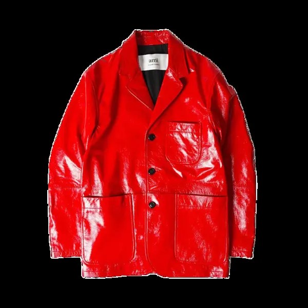 Куртка Ami Leather 'Scarlet Red', красный