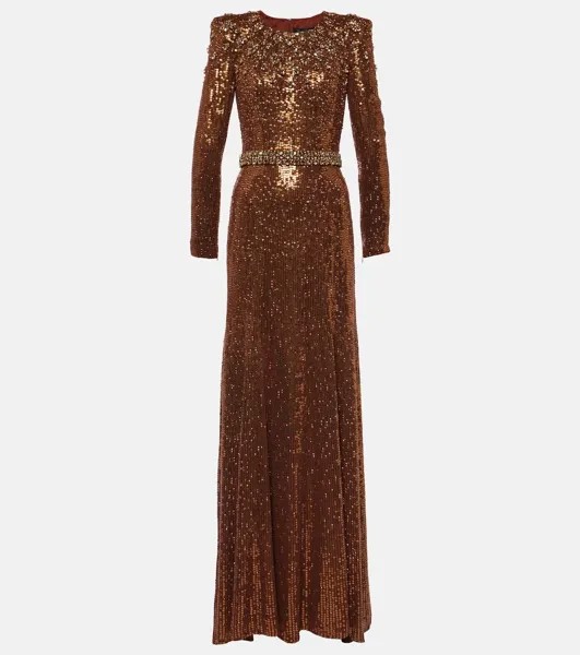 Платье Georgia с пайетками Jenny Packham, коричневый
