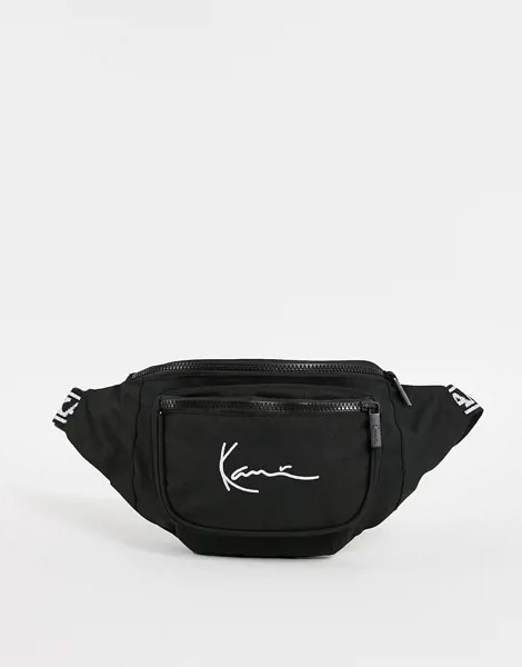 Черная сумка-кошелек на пояс с фирменной отделкой на ленте Karl Kani-Черный