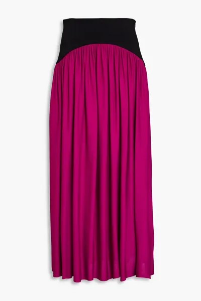 Двухцветная юбка макси из крепа со сборками Tory Burch, пурпурный
