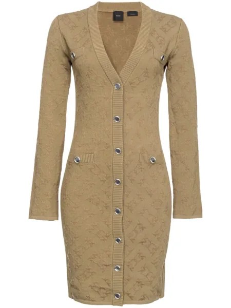 PINKO жаккардовое платье с V-образным вырезом, нейтральный цвет
