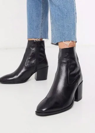 Черные ботинки на каблуке River Island-Черный