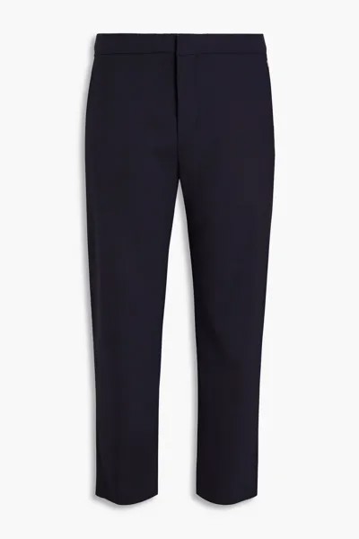 Укороченные зауженные брюки из смесовой шерсти Chloé, темно-синий