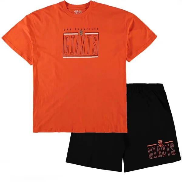 Мужской комплект для сна, оранжевая/черная футболка San Francisco Giants Big & Tall Concepts Sport и шорты