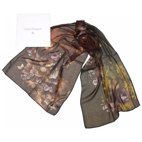 Женский шарфик в темных тонах с неярким дизайном Laura Biagiotti 828999