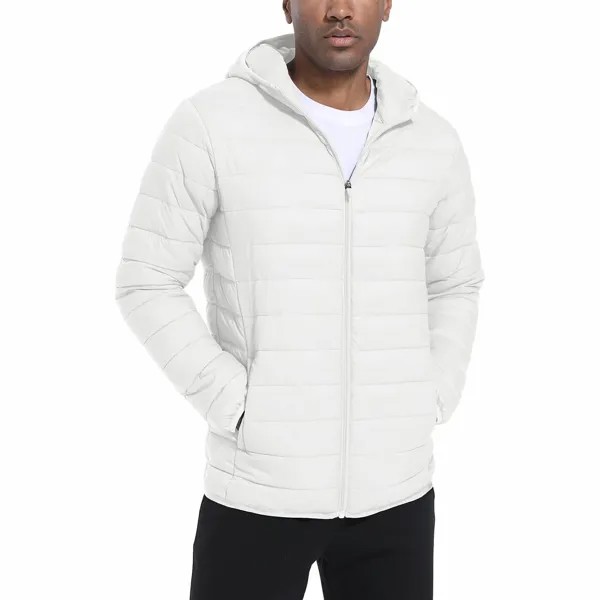 Утепленная легкая куртка с капюшоном Tacvasen Puffer Water-Repellent Windbreaker, белый