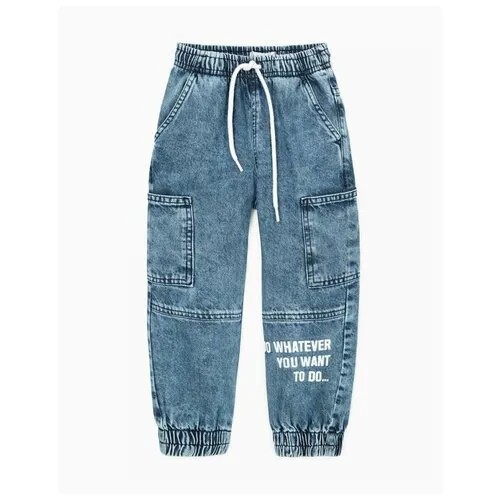 Джинсы Jogger с надписью для мальчика Gloria Jeans, размер 6-7л/122