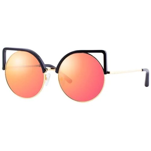 Солнцезащитные очки Matthew Williamson, круглые, оправа: металл, с защитой от УФ, зеркальные, для женщин, желтый