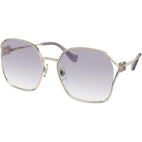 Солнцезащитные очки Miu Miu, квадратные, оправа: металл, градиентные, для женщин, золотой