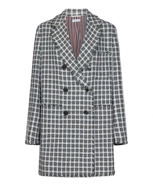 Пальто из хлопкового твида в клетку Thom Browne, мультиколор