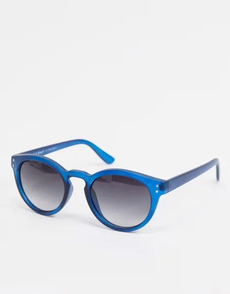 Синие матовые круглые солнцезащитные очки AJ Morgan-Синий
