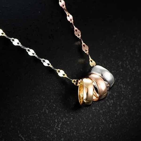 Однотонный золотой круглый кулон AU750, женский небольшой круглый кулон-ожерелье