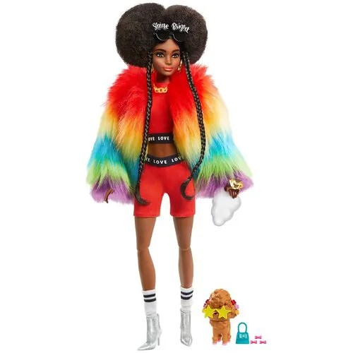Кукла Barbie Extra в радужном пальто, 30 см, GVR04