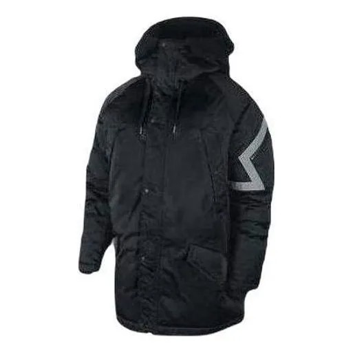 Пуховик Air Jordan Casual Sports Stay Warm hooded Thicken mid-length Down Jacket Black, черный