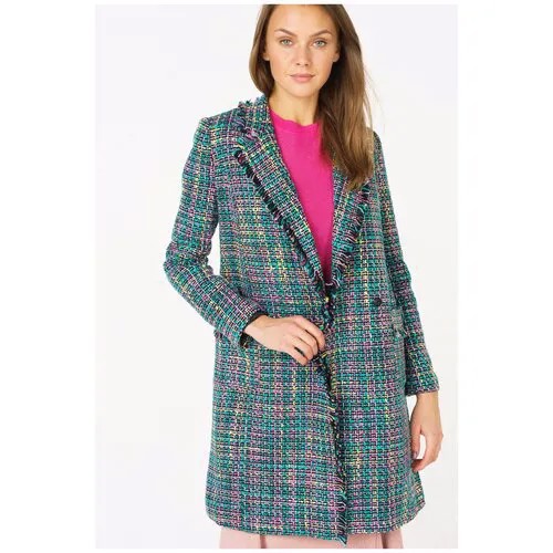 Двубортное пальто прямого силуэта в стиле шанель Audrey Right 181408-14927 Зеленый 44