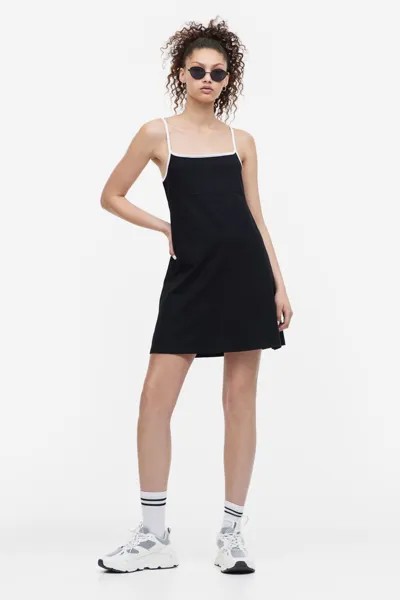 Платье А-силуэта из джерси H&M, черно-белый
