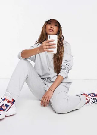 Спортивный костюм из худи и узких джоггеров с завязкой ASOS DESIGN-Серый