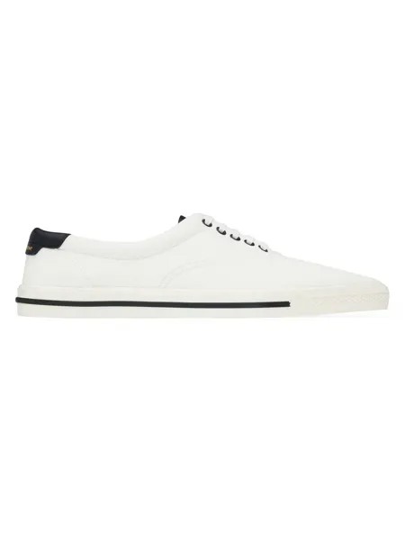 Клубные низкие кеды из парусины и кожи Saint Laurent, черный