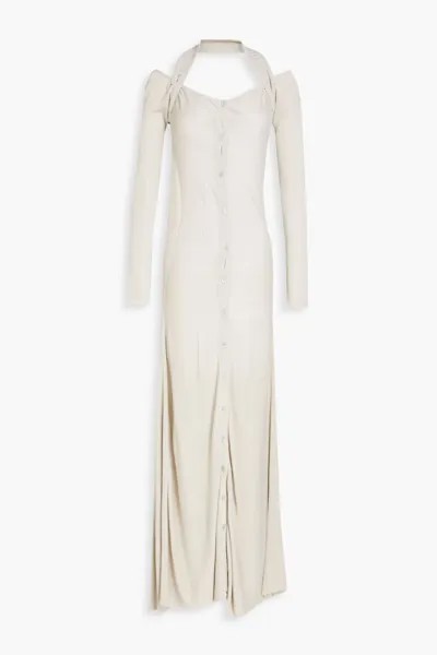 Трикотажное платье миди с открытыми плечами Jacquemus, светло-серый